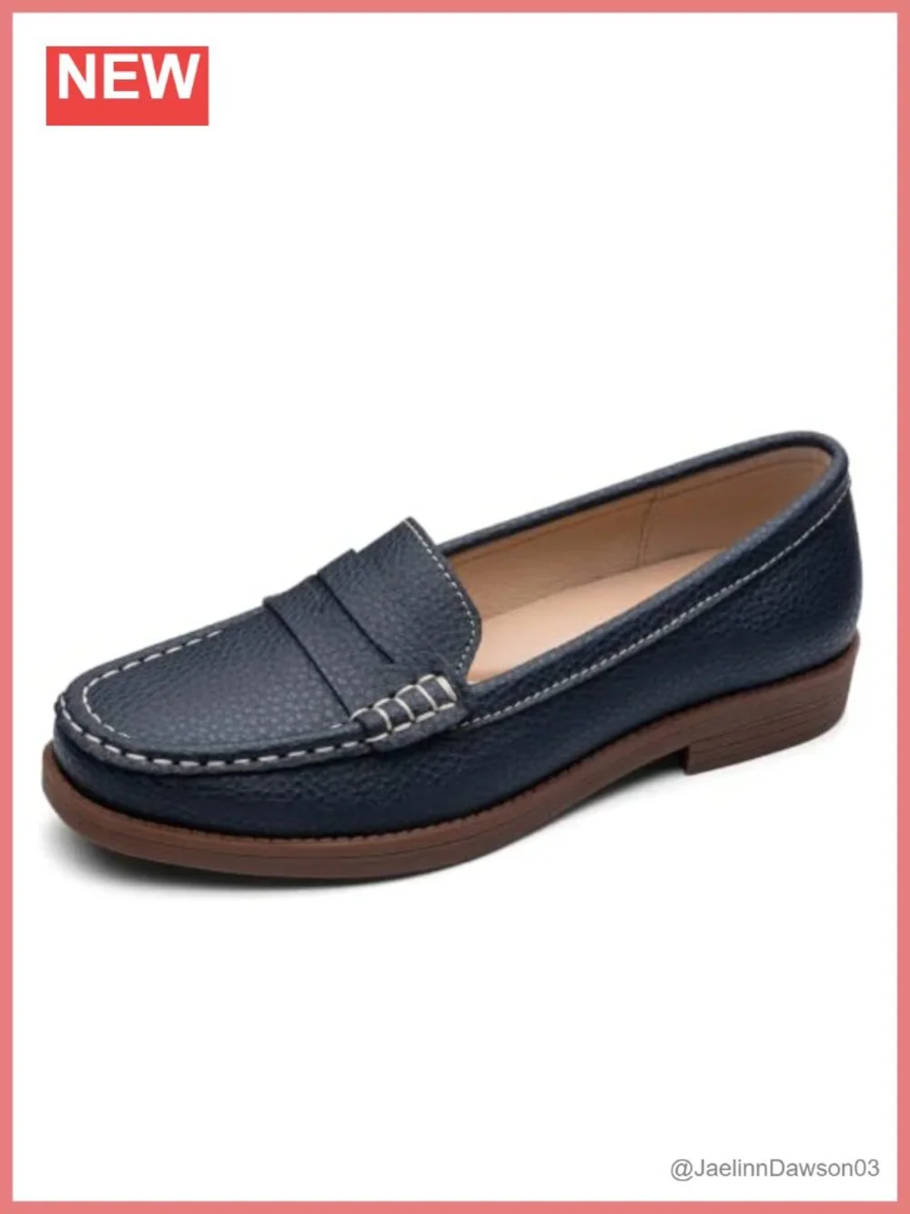 Women's Leather Penny Loafers Slip On Business Casual Dress Shoes Comfortable